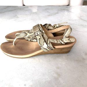 Coach wedge slingback Danielle sandal, neutral snakeskin / python print, t strap